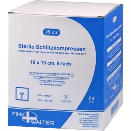 SCHLITZKOMPRESSEN 10x10 cm sterile 8 vie, 25X2 pz