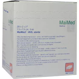 VLIES-SCHLITZKOMPRESSEN 7,5x7,5 cm sterile 6 vie, 25X2 pz