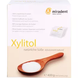 MIRADENT Bustine di polvere di sostitutivo dello zucchero xilitolo, 100X4 g