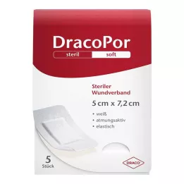 DRACOPOR Medicazione per ferite 5x7,2 cm sterile, 5 pz