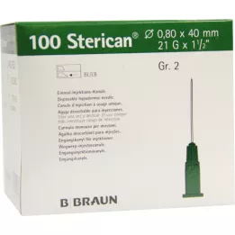 STERICAN Cannule Luer-Lok 0,80x40 mm taglia 2 verde, 100 pz