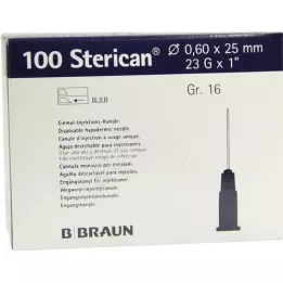 STERICAN Cannula Luer-Lok 0,60x25 mm Gr.16 Blue, 100 pz