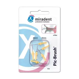 MIRADENT Interd.Pic-Brush pennello di ricambio x-fine giallo, 6 pz