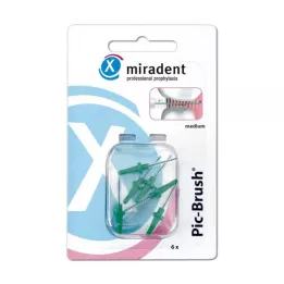 MIRADENT Interd.Pic-Brush pennello di ricambio verde medio, 6 pz