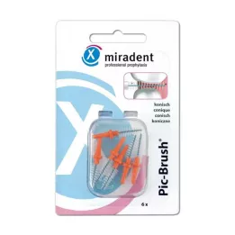 MIRADENT Interd.Pic-Brush pennello di ricambio conico arancione, 6 pz