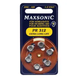Batterie per apparecchi acustici Maxsonic PR312, 6 pz