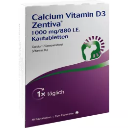 Vitamina D3 Zentiva di calcio 1000 mg / 880 I.e. Compresse masticabili, 48 pz