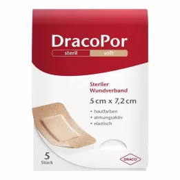 DRACOPOR Medicazione per ferite 5x7,2 cm sterile color pelle, 5 pz