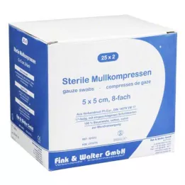 MULLKOMPRESSEN 5x5 cm sterile 8 vie, 25X2 pz