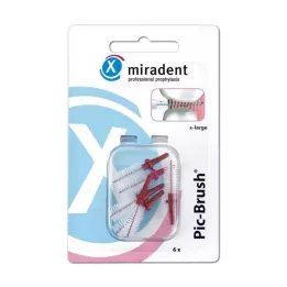 MIRADENT Interd.Pic-Brush pennello di ricambio x-large bordeaux, 6 pezzi