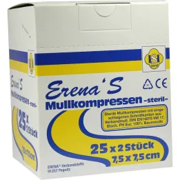Erena Compresse di garza sterile 7,5x7, 25x2 pz