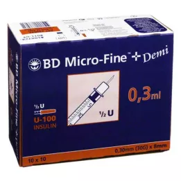BD MICRO-FINE+ Siringa per insulina 0,3 ml U100 0,3x8 mm, 100 pz