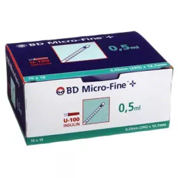 BD MICRO-FINE+ Siringa per insulina 0,5 ml U100 12,7 mm, 100X0,5 ml
