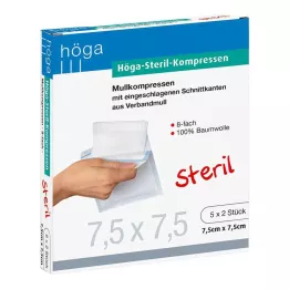 HÖGA-KOMPRESSEN 7.5x7,5 cm sterili 8 volte, 5x2 pz