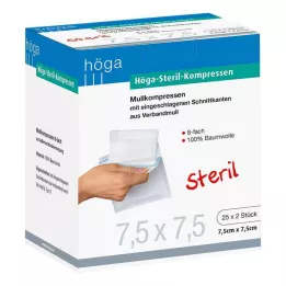 HÖGA-KOMPRESSEN 7,5x7,5 cm sterile 8 vie, 25X2 pz