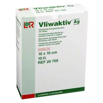 VLIWAKTIV AG Aspirazione carbone attivo con argento 10x10 cm, 10 pz VLIWAKTIV AG Aspirazione carbone attivo con argento 10x10 cm, 10 pz