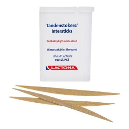 Stick dentifrici Lactona Intersticks alla menta a doppia estremità, 100 pezzi
