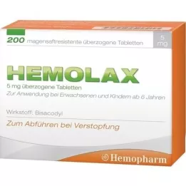 HEMOLAX 5 mg di succo gastrico resistono. Tablet in eccesso, 200 pz