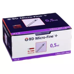 BD MICRO-FINE+ Siringa per insulina 0,5 ml U100 8 mm, 100X0,5 ml