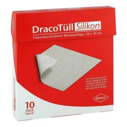 Dracotull Sil.10x10 cm tampone di controllo delle ferite resistente al silicone, 10 pz