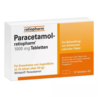 PARACETAMOL-ratiopharm 1.000 mg compresse, 10 pz PARACETAMOL-ratiopharm 1.000 mg compresse, 10 pz