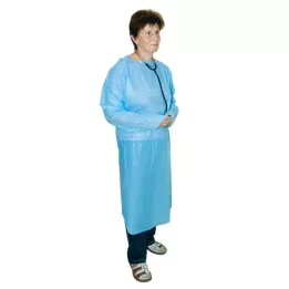SCHÜRZE Monouso PE blu 120 cm non sterile con manicotto, 1 pz