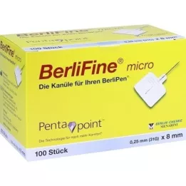 BERLIFINE Micro Cannula 0.25x8 mm, 100 pz