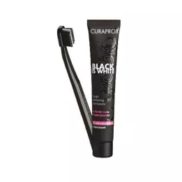 CURAPROX dentifricio e spazzolino al carbone nero è bianco, 1 pezzo