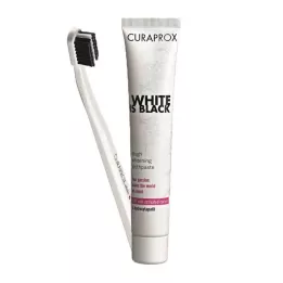 Curaprox Il bianco è il dentifricio sbiancante nero con lo spazzolino da denti, 1 pz