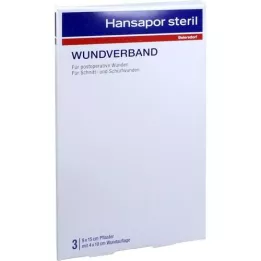 Condimento per ferite sterile Hansapor 9 x 15 cm, 3 pz