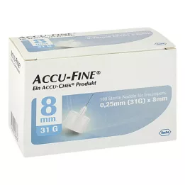 ACCU FINE aghi sterili per penne da insulina 8 mm 31 G, 100 pz