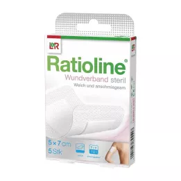 RATIOLINE Medicazione per ferite 7x5 cm sterile, 5 pz