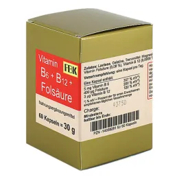 Capsule di vitamina B6 + B12 + acido folico, 60 pezzi
