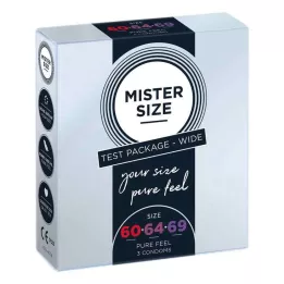 MISTER Confezione di prova per le taglie 60-64-69 Preservativi, 3 pezzi