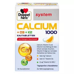 DOPPELHERZ Calcium 1000+D3+K2 sistema compresse masticabili, 60 pz