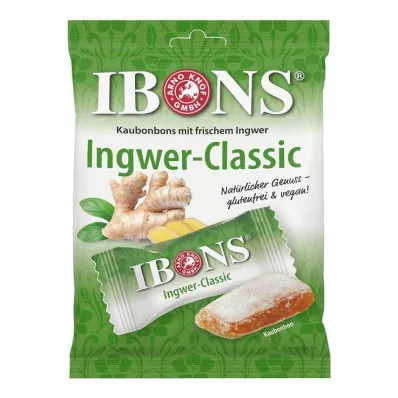 IBONS Ginger Classic Sacchetto di caramelle da masticare, 92 g