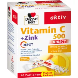 DOPPELHERZ Vitamina C 500+Zink Depot DIRECT Pellet, 40 pz