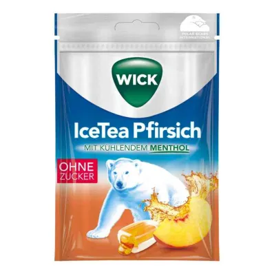 WICK Caramelle Icetea alla pesca senza zucchero, 72 g