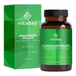 Magnesio Malato 1000 mg compresse vegane ad alto dosaggio, 180 pz