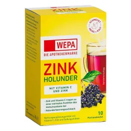 Wepa zinco sambuco + vitamina C + zinco in polvere senza zucchero, 10x10 g