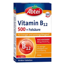 Abbey Vitamin B12 500 + compresse di acido folico (30 pezzi)
