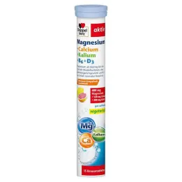 Compresse effervescenti Doppelherz Magnesio + Calcio + Potassio, 15 pz