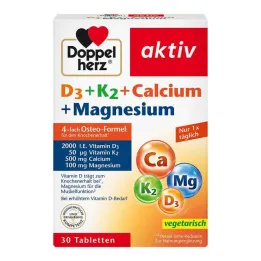Doppelherz D3 + K2 + compresse di calcio + magnesio, 30 pz