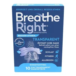 Respira meglio Respira Destra cerotti nasali normali trasparenti, 10 pz