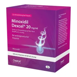 Minoxidil Dexcel 20 mg/ml spray per uso sul cuoio capelluto, 3x60 ml
