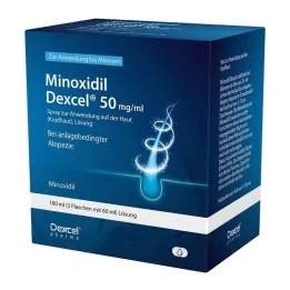 Minoxidil Dexcel 50 mg/ml spray per uso sul cuoio capelluto, 3x60 ml