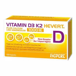 Vitamina D3 K2 Hevert + Calcio e Magnesio 1000 IE capsule, 120 pezzi