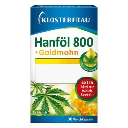 Olio di canapa Klosterfrau 800 mg + capsule molli di papavero dorato, 30 pz