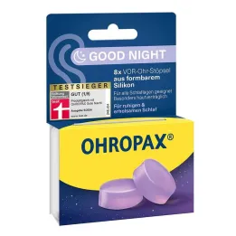 Tappi auricolari in silicone Ohropax Good Night, 8 pezzi
