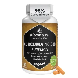 Curcuma 10.000 + piperina capsule vegane ad alto dosaggio, 90 pz